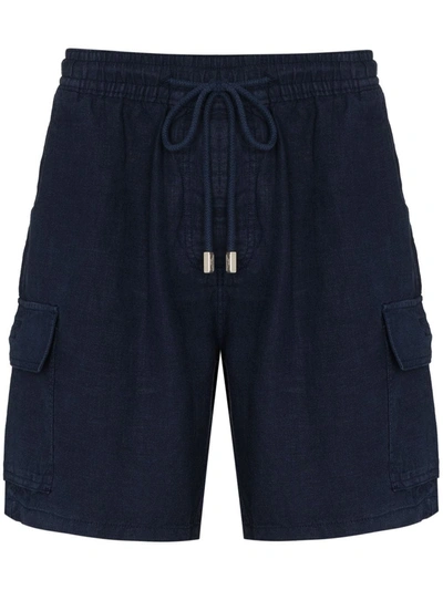 Vilebrequin Baie Linen Bermuda Cargo Shorts In Blue