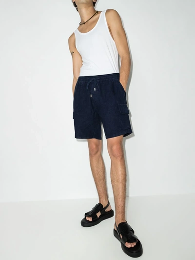 Vilebrequin Baie Linen Bermuda Cargo Shorts In Blue
