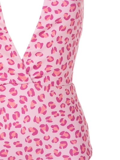 Amir Slama Leopard-print V-neck One Piece In Pink