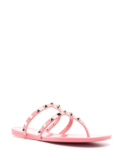 Shop Valentino Rockstud T-bar Strap Sandals In Pink