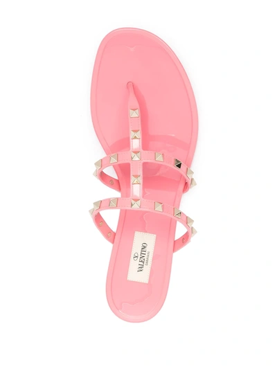 Shop Valentino Rockstud T-bar Strap Sandals In Pink