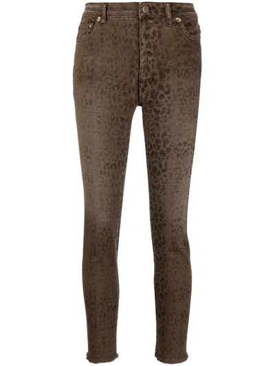 Shop Golden Goose Leopard-print Skinny Jeans In Brown