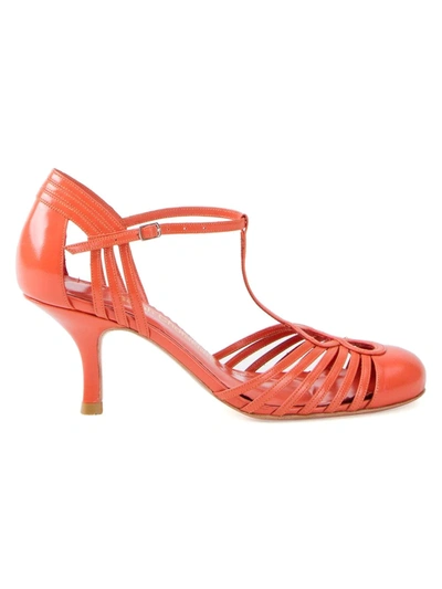 Shop Sarah Chofakian Strappy Pumps In Yellow