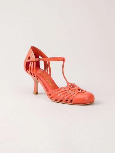 Shop Sarah Chofakian Strappy Pumps In Yellow