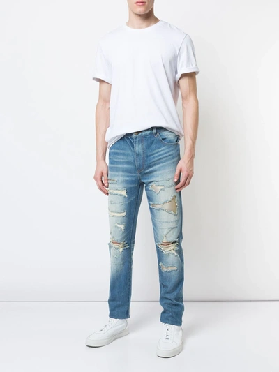 ripped straight-leg jeans