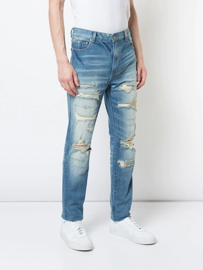 ripped straight-leg jeans