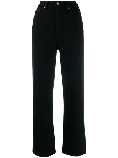 Levi's Levis Black Ribcage Straight Ankle Jeans In Black