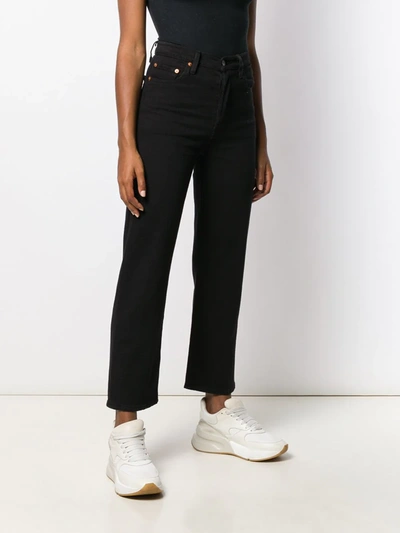 Levi's Levis Black Ribcage Straight Ankle Jeans In Black