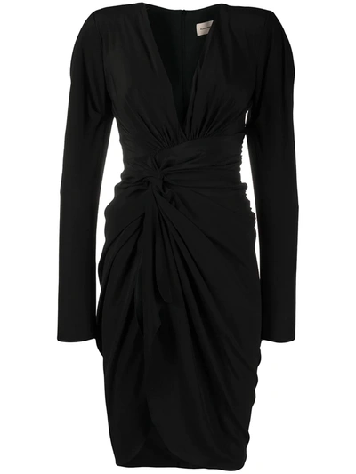 Shop Alexandre Vauthier Ruched Midi Dress In Black