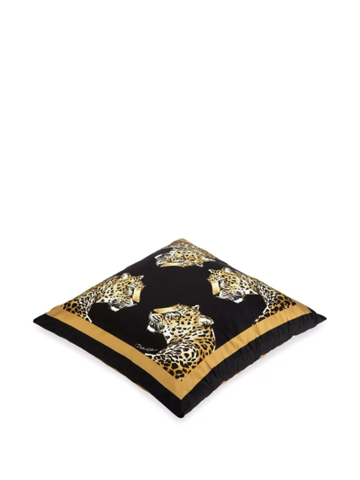 Dolce & Gabbana Leopard Print Cushion In Black