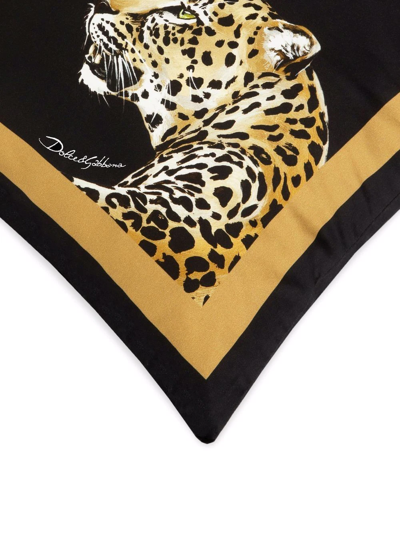 Dolce & Gabbana Leopard Print Cushion In Black