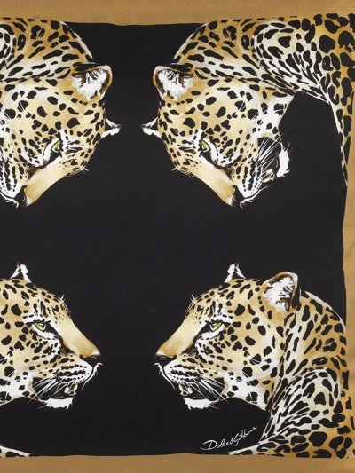 Dolce & Gabbana Leopard Print Cushion In Black