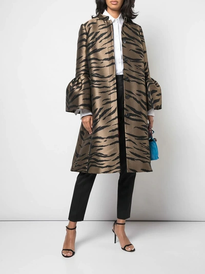 CAROLINA HERRERA TIGER PATTERN TAILORED COAT - 棕色