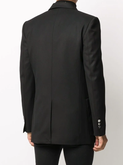 Balmain Double-breasted Wool-twill Blazer In Black