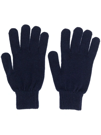 Shop Paul Smith Knitted Fitted Gloves In Blue