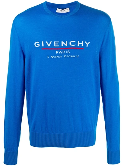 Shop Givenchy Logo-intarsia Jumper In Blue