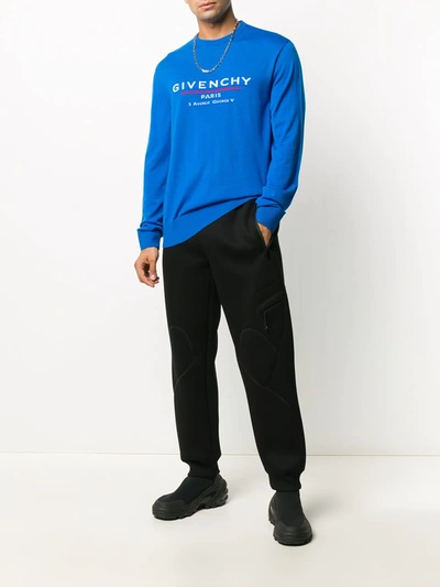 Shop Givenchy Logo-intarsia Jumper In Blue