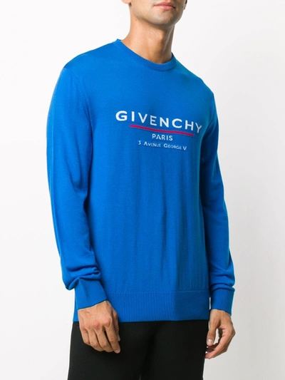 Shop Givenchy Logo-intarsia Jumper In Blue