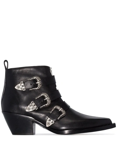 Shop R13 Buckle-detail Ankle Boots In Black