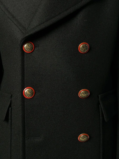 Shop Givenchy Unicorn Buttons Double-breasted Coat In Black