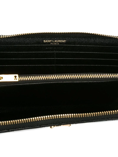Saint Laurent Monogramme Grain De Poudre Zip-around Wallet In Black