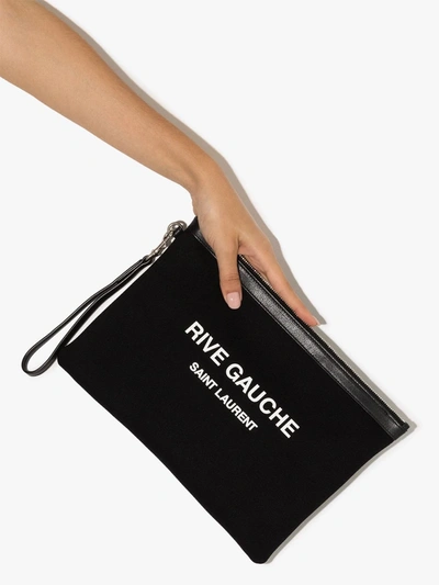 Shop Saint Laurent Logo Print Clutch In Black