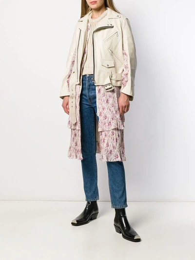 Shop Junya Watanabe Floral-print Panel Jacket In Neutrals