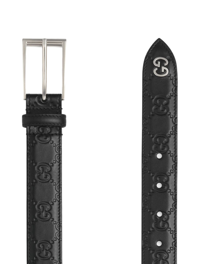 Shop Gucci Signature Belt With Gg Detail In Black
