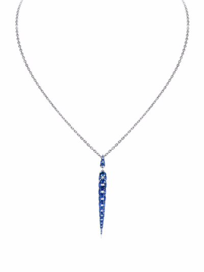 Shop Boghossian 18kt White Gold Merveilles Icicle Sapphire Medium Pendant Necklace In 蓝色