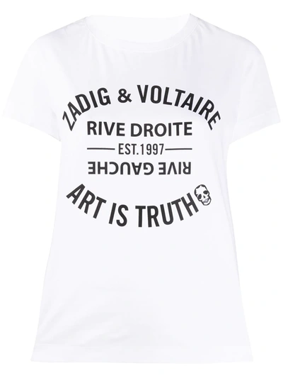 Zadig & Voltaire Crew Neck Graphic Print Top In White