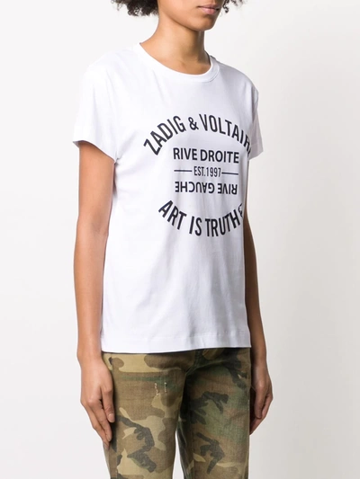 Zadig & Voltaire Crew Neck Graphic Print Top In White
