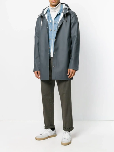 Shop Stutterheim Hooded Raincoat In Grey