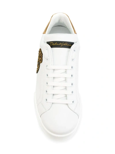 Shop Dolce & Gabbana Portofino Crown-patch Leather Sneakers In White