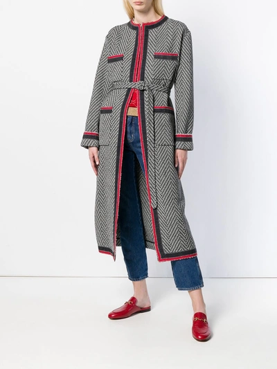 Shop Gucci Chevron Tweed Coat In Black