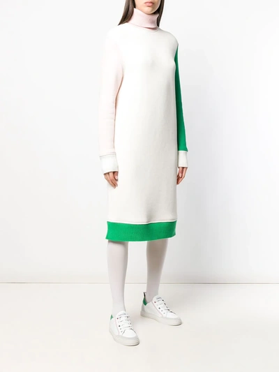Shop Thom Browne Fun Mix Turtleneck Dress In White