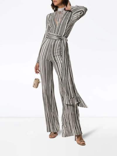 Shop Galvan Taja Striped Jumpsuit In Black/white