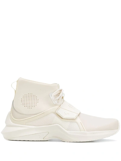Shop Fenty X Puma High-top Touch-strap Leather Sneakers In White