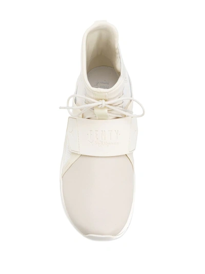 Shop Fenty X Puma High-top Touch-strap Leather Sneakers In White