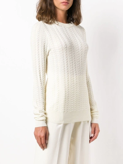 Shop Partow Cable Knit Sweater In White