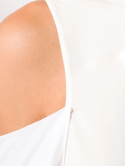 Jw Anderson 3/4-sleeve Cold-shoulder Mixed Dress In White