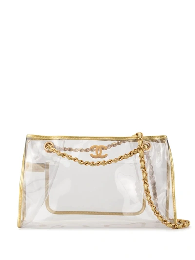 Pre-owned Chanel 2007 Double Chain Shoulder Strap In Gold