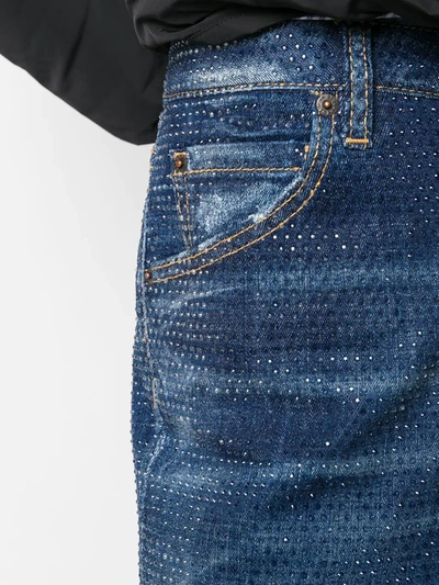 Shop Dsquared2 Studded Cropped Skinny-fit Jeans In Blue