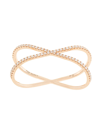 Shop Alinka 18kt Rose Gold Katia Duo Diamond Two-finger Ring