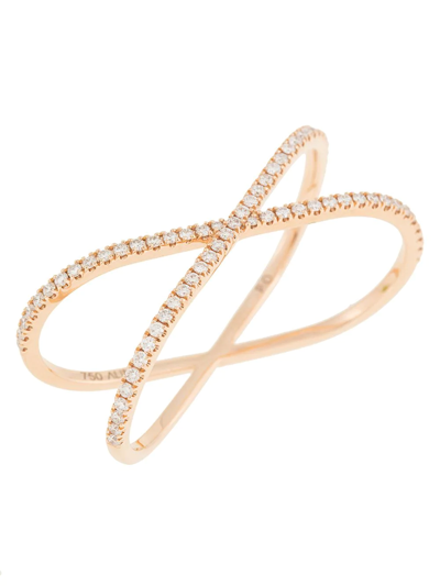 Alinka 18kt Rose Gold Katia Duo Diamond Two-finger Ring In Gold
