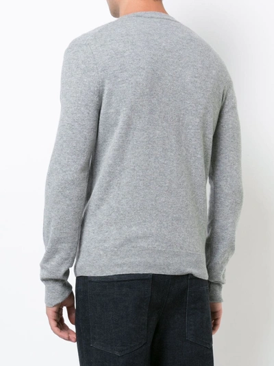 Comme Des Garçons Play V-neck Pullover With White Heart In Grey