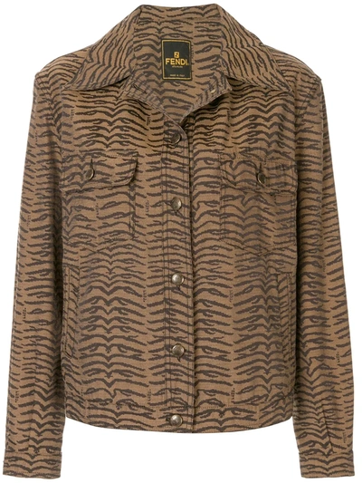 Pre-owned Fendi 1990s Zebra Pattern Long-sleeve Jacket In Brown