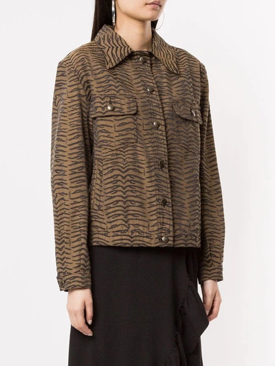 Pre-owned Fendi 1990s Zebra Pattern Long-sleeve Jacket In Brown