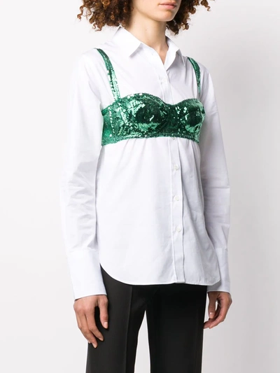 Shop Dolce & Gabbana Sequined Balcony Top In Green