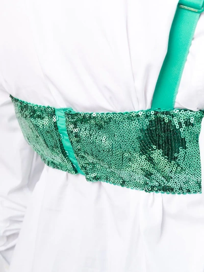 Shop Dolce & Gabbana Sequined Balcony Top In Green