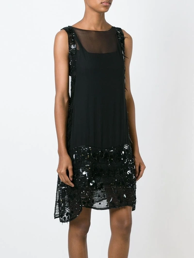 Pre-owned Jean Paul Gaultier Vintage Sheer Sequinned Shift Dress In Black